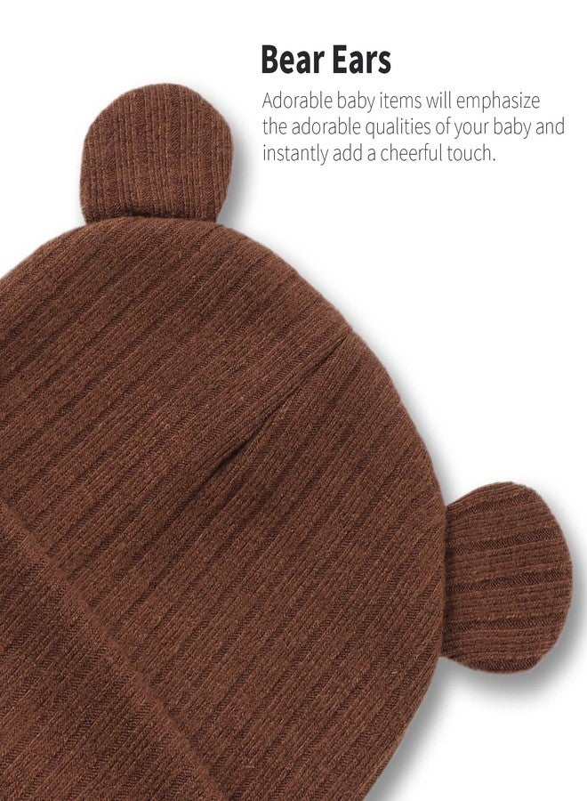 Zsedrut Newborn Baby Hat Bear Infant Cute Baby Beanie Toddler Boys Girls Knitted Hats for New Born (0-6 Months, Coffee) - Image 4
